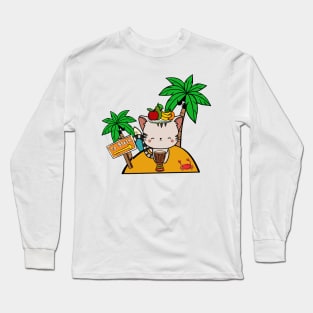 Funny tabby cat is on a deserted island Long Sleeve T-Shirt